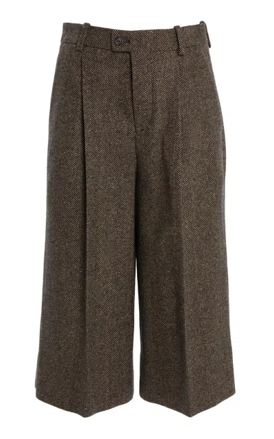 Saint Laurent Tailored Virgin Wool Bermuda Shorts In Green