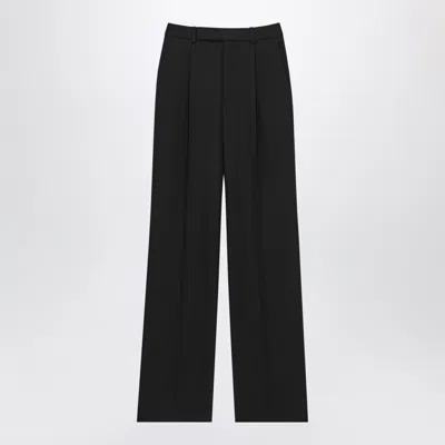 Saint Laurent Tailored Virgin Wool Wide-leg Trousers In Black