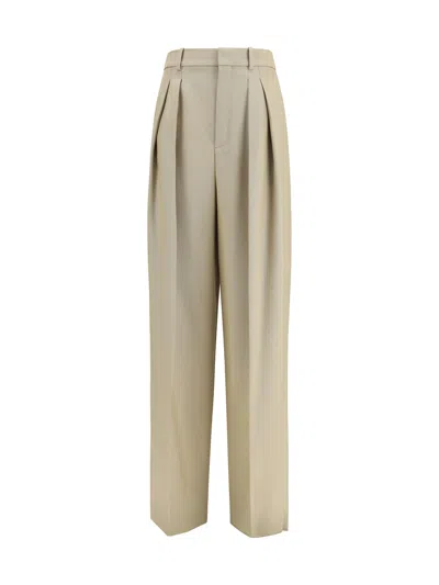 Saint Laurent Tailored Wool And Silk Canvas Pants In Neutral