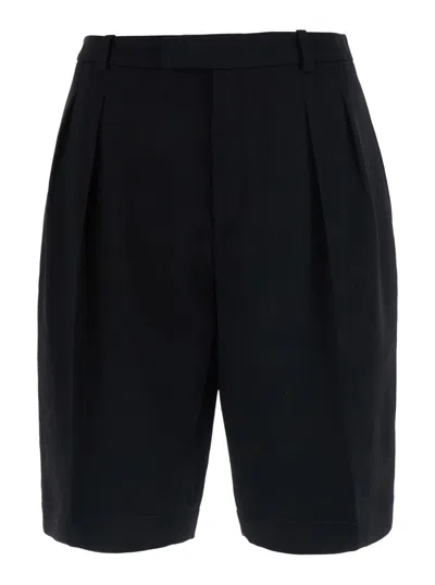 Saint Laurent Tailored Wool Bermuda Shorts In Black