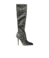 Saint Laurent Bonnie Velvet Boots In Black