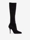 Saint Laurent Talia 110 Velvet Knee-high Boots In Black