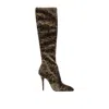 Saint Laurent Talia Velvet Boots In Brown