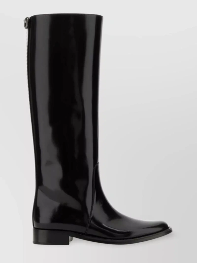 Saint Laurent Tall Glossy Heeled Boots In White