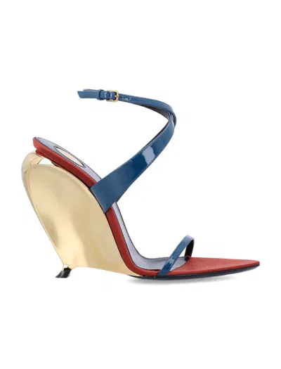 Saint Laurent Tallulah Wedges In Multi