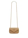 Saint Laurent Mini Quilted Chain Strap Cross-body Bag In Tan