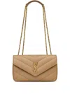 Saint Laurent Small Quilted Lambskin Bag With Chain Strap In Brown