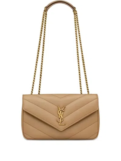 Saint Laurent Tan Loulou Small Shoulder Bag In Brown