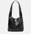 Saint Laurent Black Leather Tanger Shopping Bag In Black