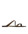Saint Laurent Women's Tanger Slides In Leopard Grosgrain In Black