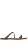 Saint Laurent Women's Tanger Slides In Leopard Grosgrain In Manto Nat/nero