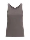 Saint Laurent Cassandre Ribbed-knit Cotton Tank Top
