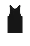Saint Laurent Cassandre Ribbed Logo-embroidered Wool Tank Top In Black