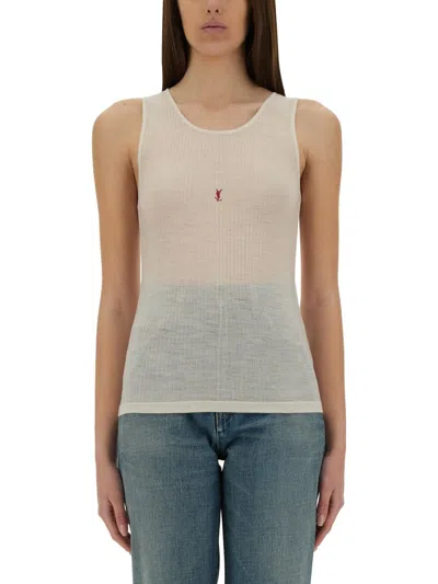 Saint Laurent Tank Top "cassandras" In White