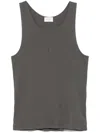 Saint Laurent Ribbed Texture Sleeveless Tank Top In Gray