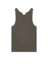 Saint Laurent Ribbed Texture Sleeveless Tank Top In Grey