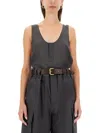 Saint Laurent Scoop-neck Silk Tank Top In Grey