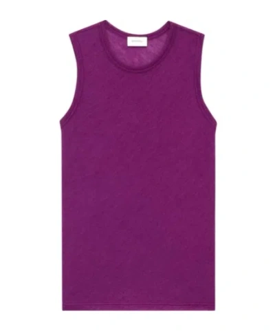 Saint Laurent Tank Top In Cashmere And Silk Jersey In Purple