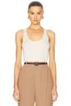 Saint Laurent Poplin Tank Top In Naturel