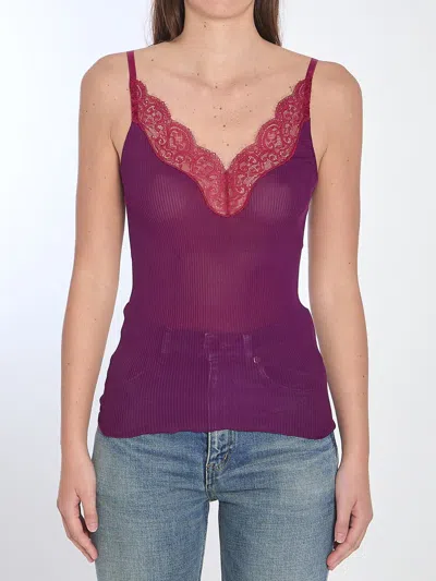 SAINT LAURENT TANK TOP WITH LACE