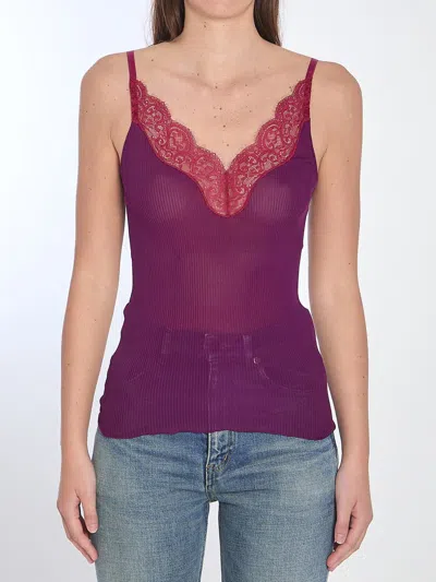 SAINT LAURENT TANK TOP WITH LACE