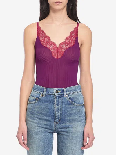 SAINT LAURENT TANK TOP WITH LACE