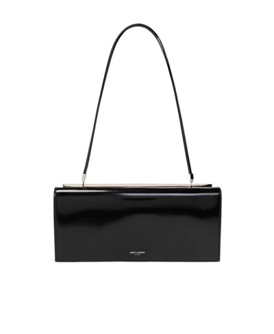 Saint Laurent Tanky Patent-finish Leather Bag In Black