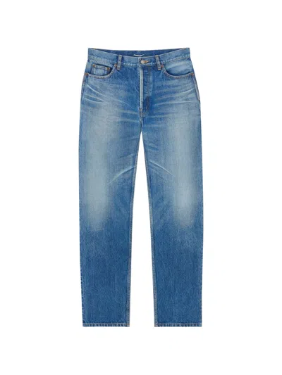 Saint Laurent Tapered High Rise Jeans In Animal Print