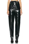 Saint Laurent Paperbag-waist Coated Trousers In Noir & Kaki