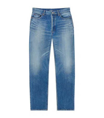 Saint Laurent Tapered Leg Jeans In Blue