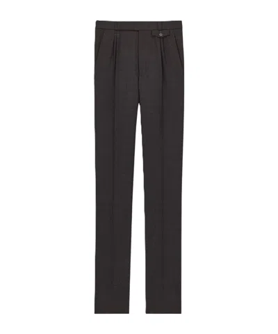 Saint Laurent Tapered Pants In Felted Wool Gabardine In Gray