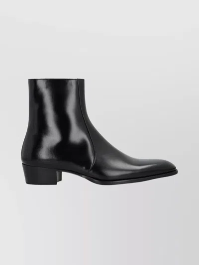 SAINT LAURENT TAPERED ROMAN BLOCK HEEL BOOTS