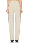 Saint Laurent Beige Pants With Belt Loops And Pences On The Front In Wool Woman In Beige