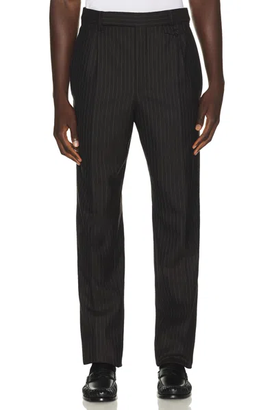 Saint Laurent Herringbone Wool Trousers In Black