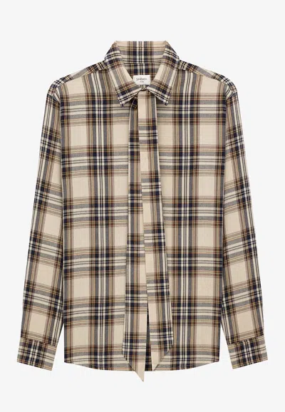 SAINT LAURENT TARTAN CHECK LONG-SLEEVED SHIRT