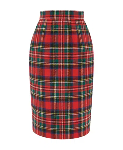 SAINT LAURENT SAINT LAURENT TARTAN MINI PENCIL SKIRT