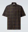 Saint Laurent Tartan Checked Cotton Voile Shirt In Gray