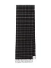 Saint Laurent Tartan Fringed Scarf In Black