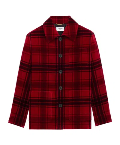 Saint Laurent Tartan Jacket In Velvet In Red