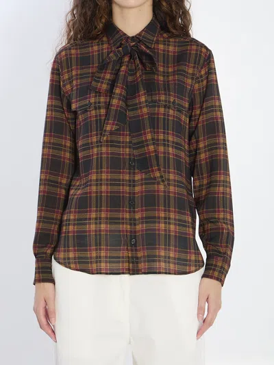 SAINT LAURENT SAINT LAURENT TARTAN LAVALLIERE SHIRT