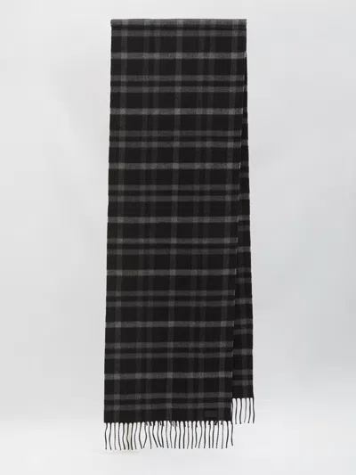 Saint Laurent Tartan Scarf In Black