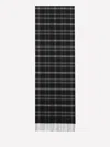 Saint Laurent Tartan Fringed Scarf In Black