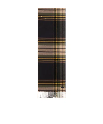 Saint Laurent Tartan Scarf In Cashmere And Wool In Black