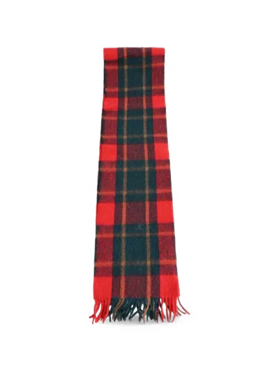 Pre-owned Saint Laurent Tartan Wool Scarf In Red