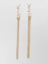Saint Laurent Cassandre Tassel Pendant Earrings In Neutrals
