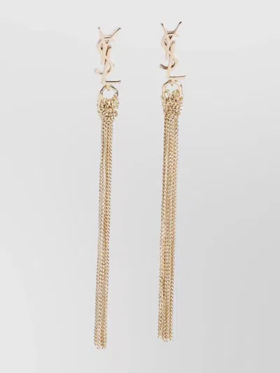 SAINT LAURENT TASSEL CHAIN DANGLE EARRINGS