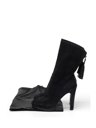 Pre-owned Saint Laurent Tassel Platform Boots In Black
