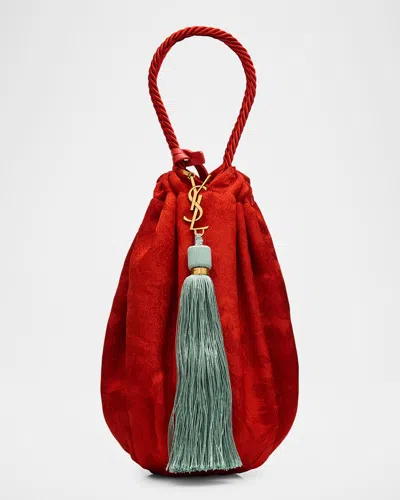 Saint Laurent Tassel Ysl Evening Pouch Bag In Jacquard