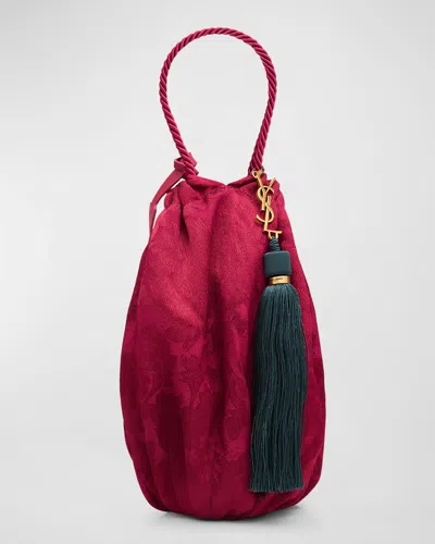 Saint Laurent Tassel Ysl Evening Pouch Bag In Jacquard