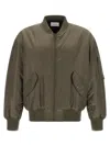 Saint Laurent Taupe Baseball Collar Bomber Jacket In Green